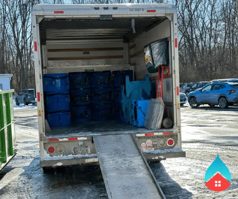 Emergency Restoration Services near me -Storm damage cleanup and water removal in Chesterton Indiana - BlueRed Restoration cleaning up refrigerator line leak in Chesterton