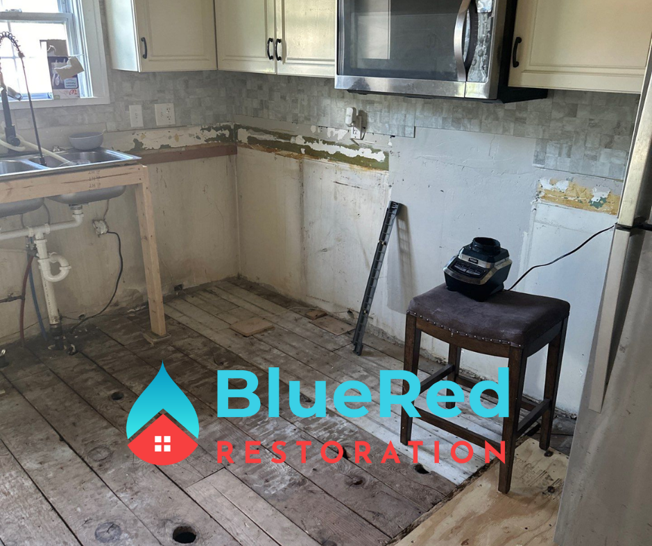 Renovation in an unfinished kitchen -Basement water damage restoration in Chesterton-Granger after heavy rain