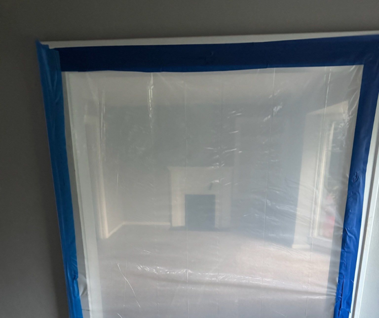 Mold contamination on ceiling near water leak