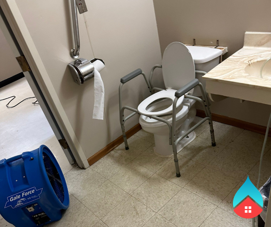 Technicians performing professional sewage overflow cleanup in a Niles, MI home, extracting contaminated water, disinfecting affected areas, and sanitizing surfaces to remove bacteria, odors, and moisture after a sewage backup.