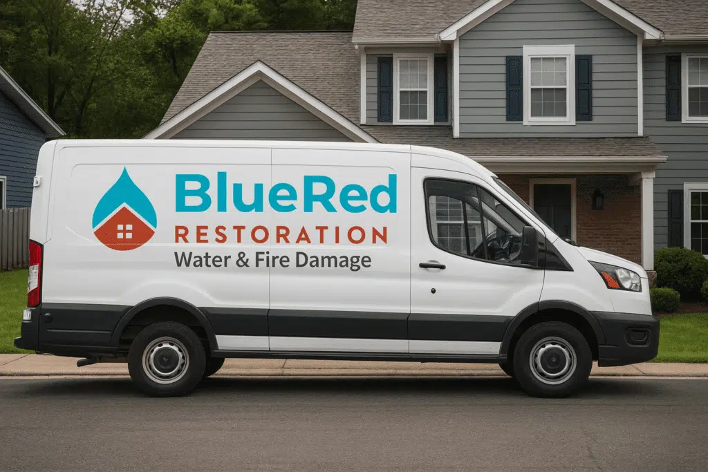 Certified Dry moisture mapping by BlueRed Restoration during an insurance‑covered water damage inspection in Northern Indiana.